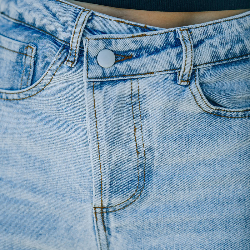 Jeans Irregular High Waist Casual Vintage Ripped Wide Leg Jeans